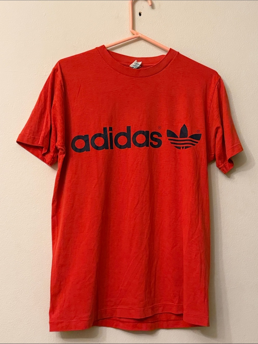 adidas Red Short Sleeve Tee with Black Trefoil Logo